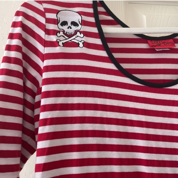 Deadly Dames Red & White Striped Hot Rod Honey Wiggle Dress, Size 2x GUC - Picture 10 of 11